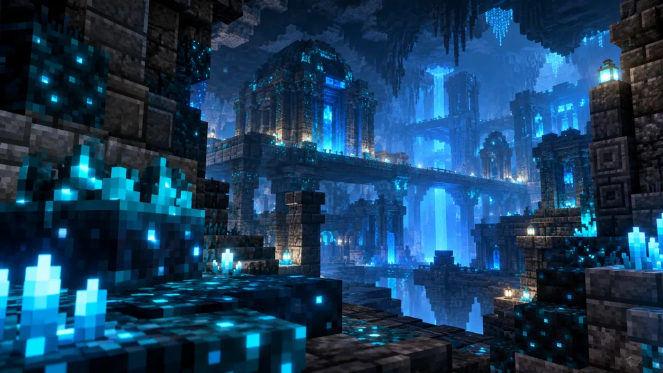 Minecraft thumbnail background: ancient city