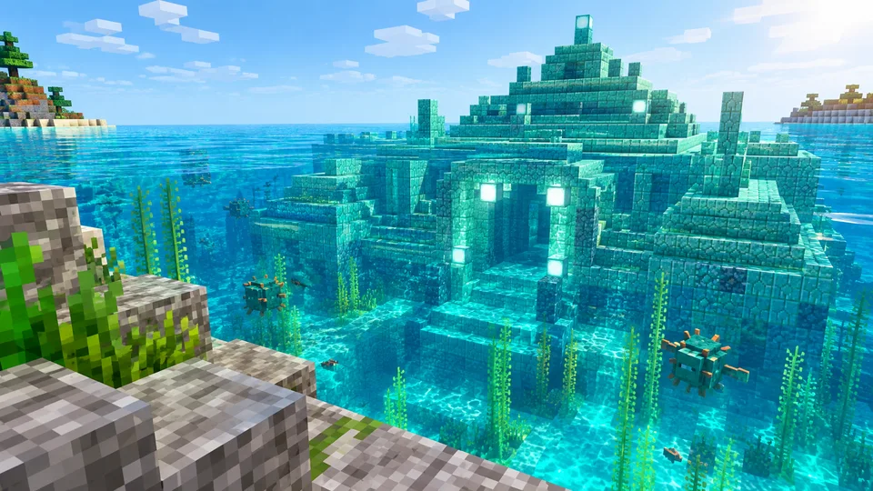 Minecraft thumbnail background: ocean monument