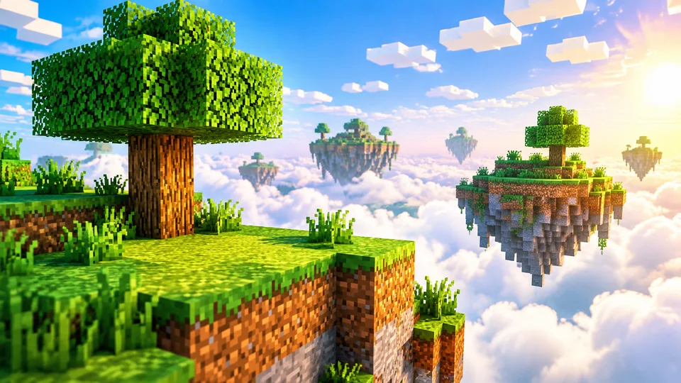 Minecraft thumbnail background: sky island