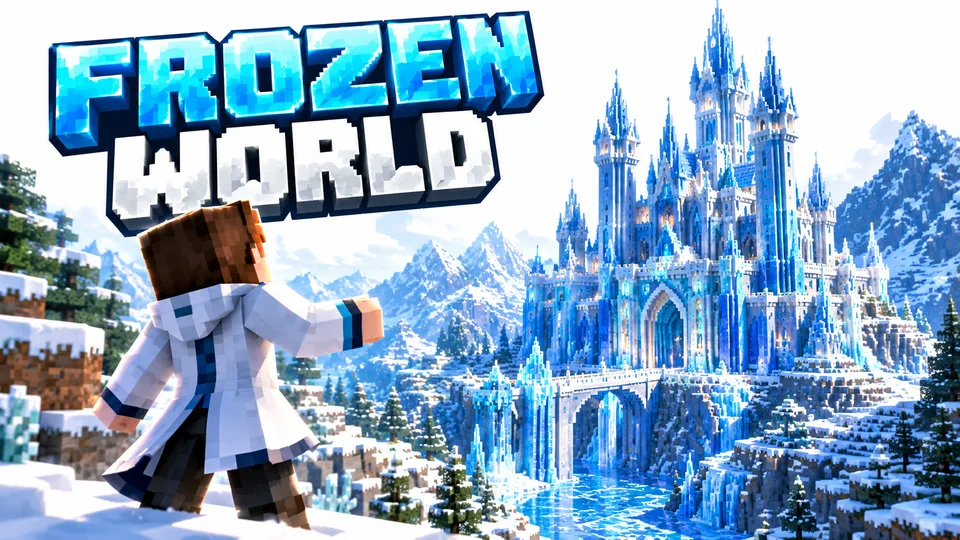 White-coat Minecraft skin presenting an ice castle
