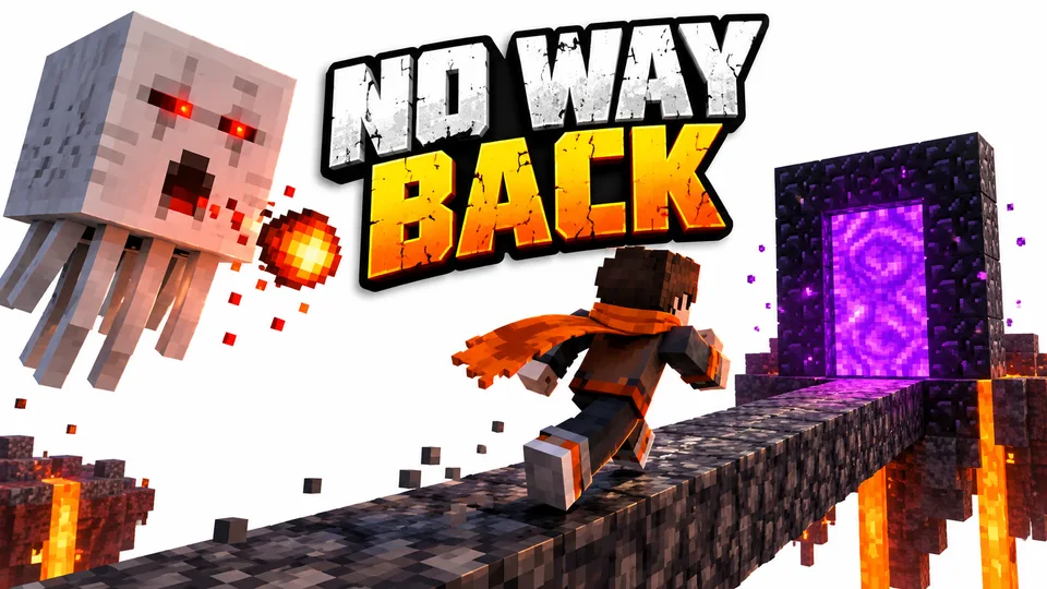 Orange-scarf Minecraft skin running toward a Nether portal
