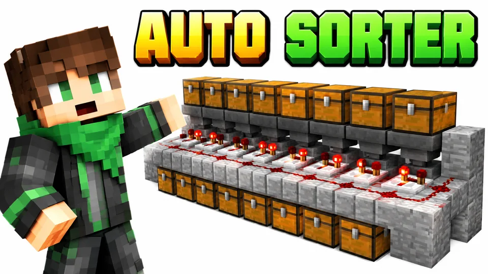 Green-scarf Minecraft skin in an automatic storage room
