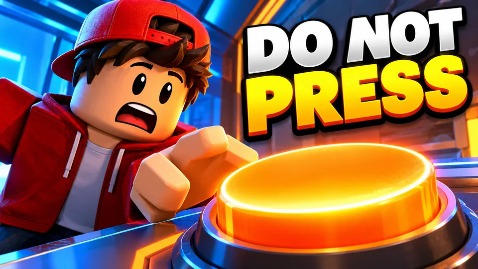 AI-generated Roblox video thumbnail: should i press it?