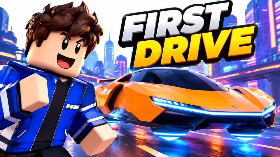 AI-generated Roblox video thumbnail: taking it for a spin
