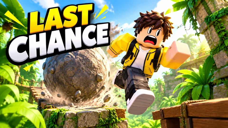 AI-generated Roblox video thumbnail: last chance escape