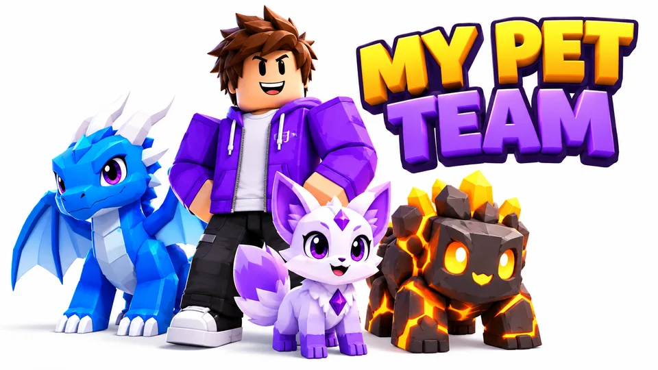 AI-generated Roblox video thumbnail: build the dream team