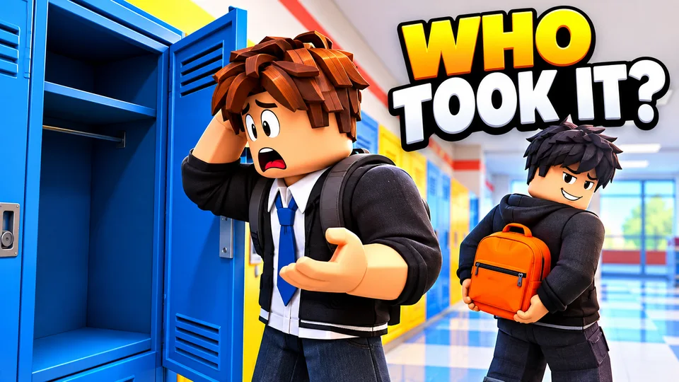 AI-generated Roblox video thumbnail: the missing backpack
