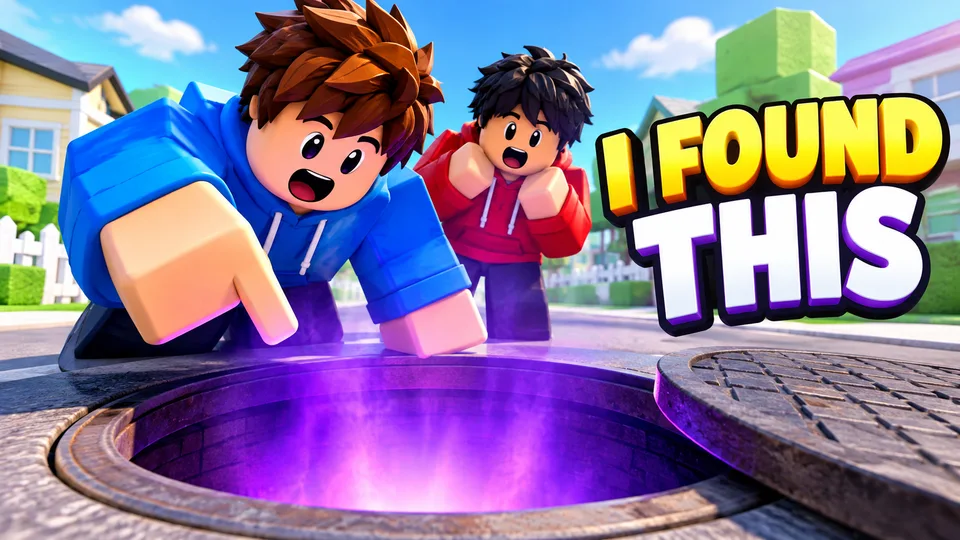 AI-generated Roblox video thumbnail: under the town
