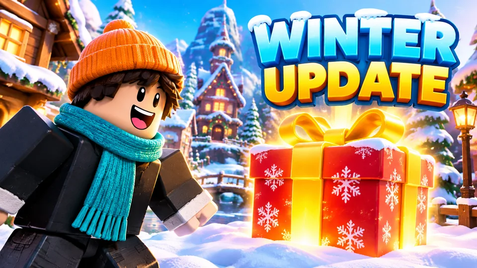 AI-generated Roblox video thumbnail: a winter surprise